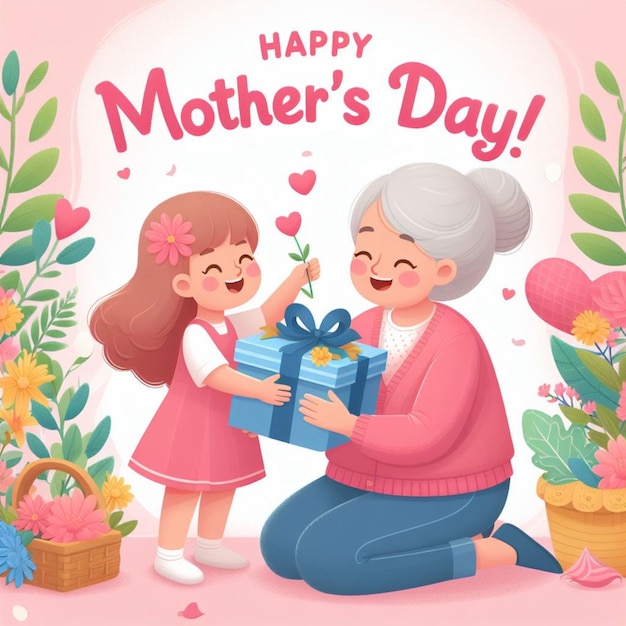 Szczęśliwego Dnia Matki post projektowania matka i córka płacą
