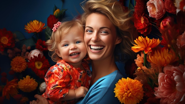 Szczęśliwego Dnia Matki zabawne urocza urocza kobieta nosząca zwykłe ubrania z dzieckiem dziecko