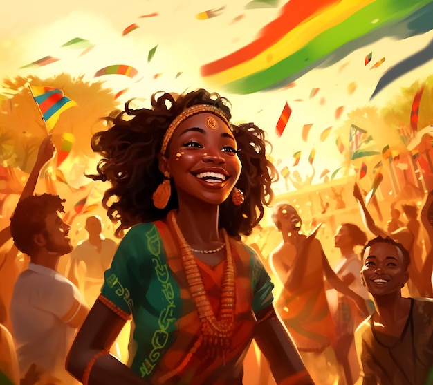 szczęśliwego dnia narodowego w Burkina Faso w stylu tradycyjnej sztuki gier 2D Afryki i Oceanii