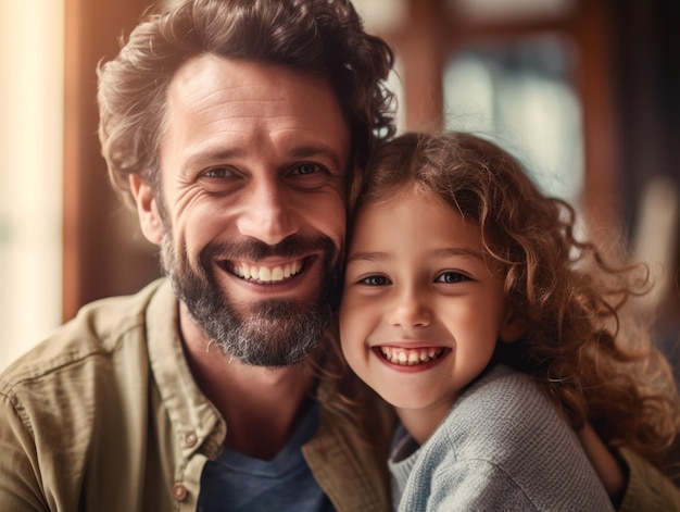 Szczęśliwego Dnia Ojca Ojciec i córka uśmiechają się radośnie Generacyjna sztuczna inteligencja
