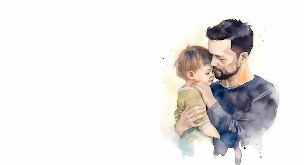 Szczęśliwego Dnia Ojca z ojcem i dzieckiem przytulającymi się Generative ai