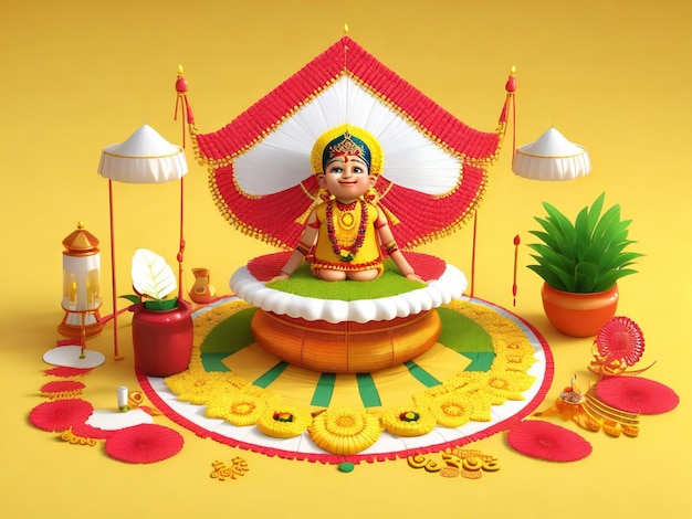 Szczęśliwego festiwalu onam w południowych indiach kerala tło wakacje ai generowane