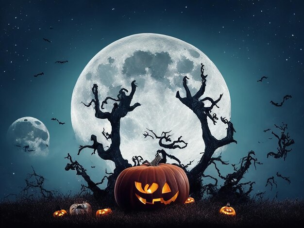 Szczęśliwego Halloween, ręce zombie i pełnia księżyca.