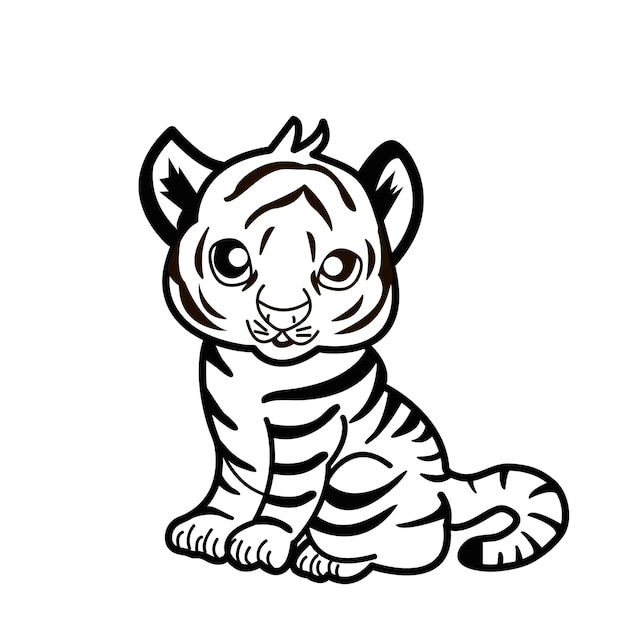 Szczęśliwego nowego roku 2022 roku tygrysa rysunek tygrysa czarno-białe linie na plakat, broszurę, baner, zaproszenie. Na białym tle. Treść świąt