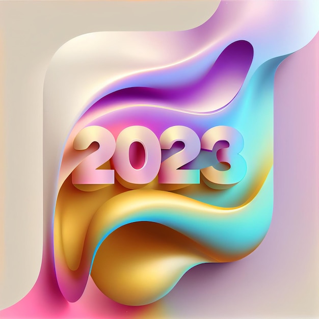 Szczęśliwego Nowego Roku 2023 Kolorowy gradient miękki kolor
