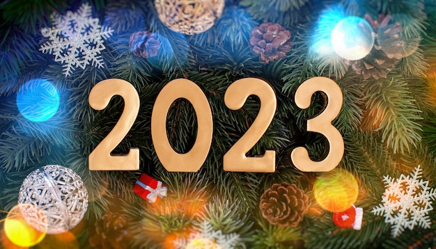 Szczęśliwego Nowego Roku 2023 Symbol z numeru 2023 zKoncepcją obchodów
