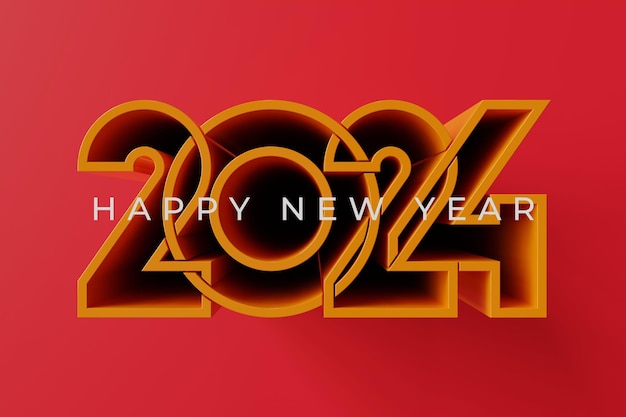 Zdjęcie szczęśliwego nowego roku 2024 ilustracja typograficzna