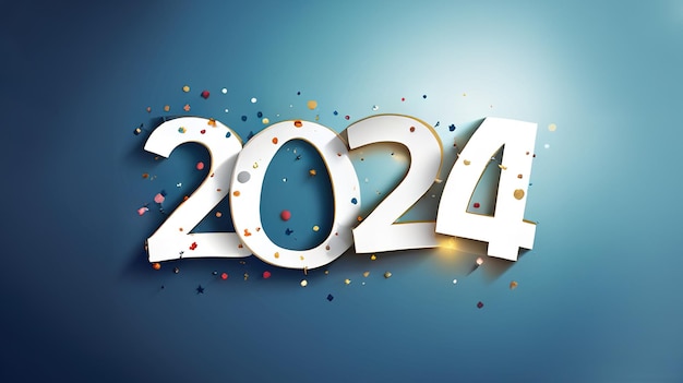Szczęśliwego nowego roku 2024 z kolorowymi numerami i tłem Tło premium