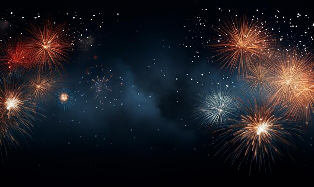 Szczęśliwego Nowego Roku Party Celebration backgroundKolorowy fajerwerk z bokeh tłem z miejsca kopiowania