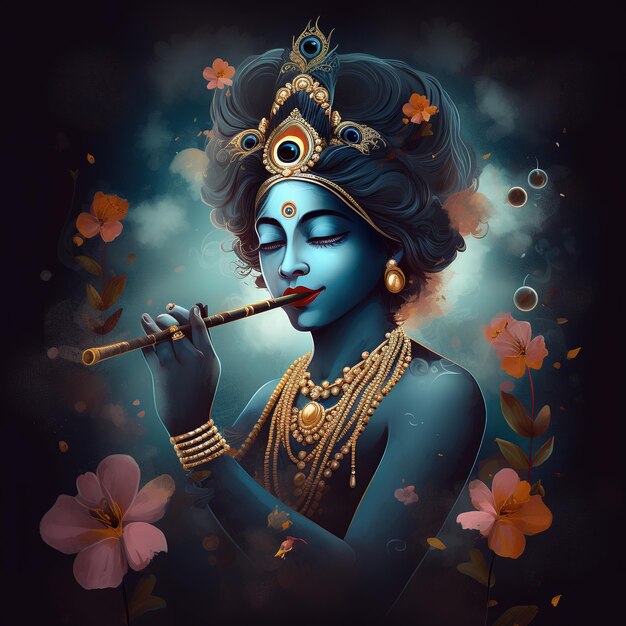 Szczęśliwego święta Krishna Janmashtami Vishu Generatywnego ai