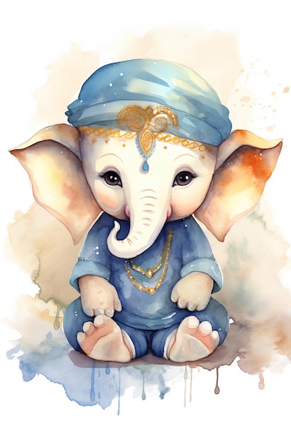 Szczęśliwej Chaturthi Ganesha z uroczym dzieckiem Ganesha 3d renderowane małe dziecko Ganesha Generative Ai