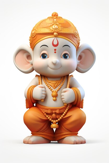Zdjęcie szczęśliwej chaturthi ganesha z uroczym dzieckiem ganesha 3d renderowane małe dziecko ganesha generative ai