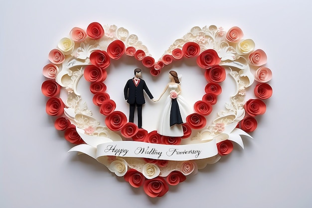 Szczęśliwej rocznicy ślubu w kształcie serca