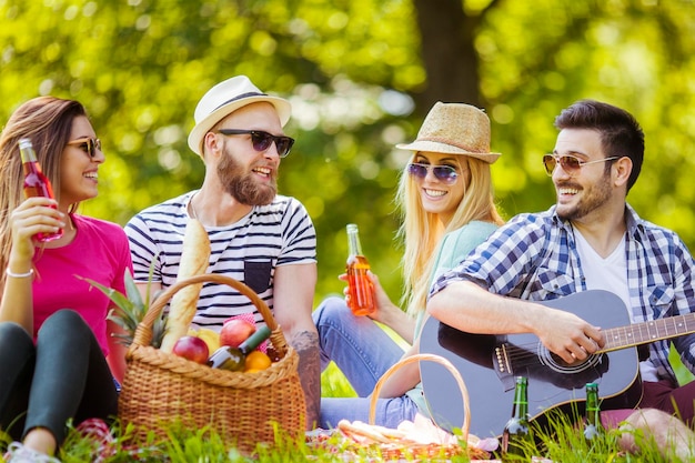 Szczęśliwi Młodzi Przyjaciele Pikniku W Parku