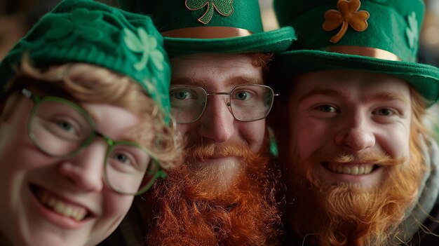 Zdjęcie szczęśliwi przyjaciele świętują irlandzkie święto św. patryka razem z piwem
