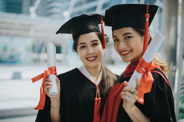 Szczęśliwi studenci posiadający dyplomy