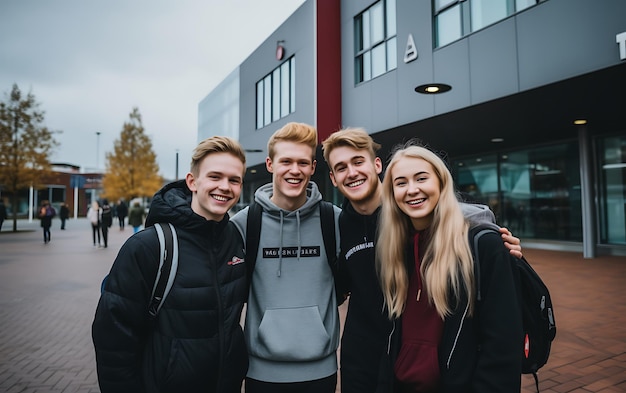 Szczęśliwi studenci różnych narodowości, najlepsi przyjaciele, koncepcja wielorasowa.