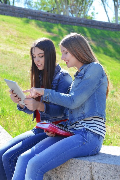 Szczęśliwi Studenci Siedzący W Parku