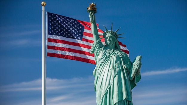 Szczęśliwy 4 lipca Dzień Niepodległości USA szablon baneru z fajerwerkami i krajobrazem miasta USA