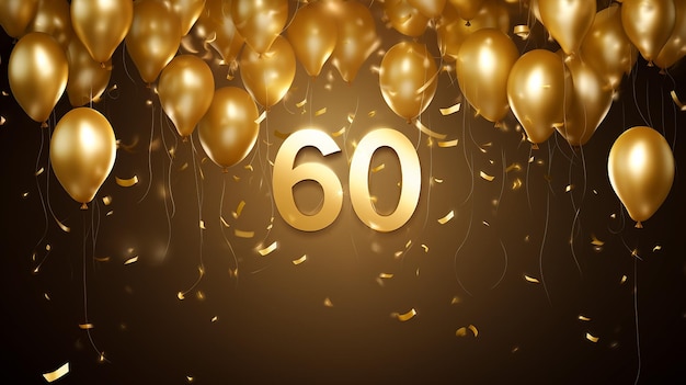 szczęśliwy 60. urodziny złote balony kartkę z życzeniami