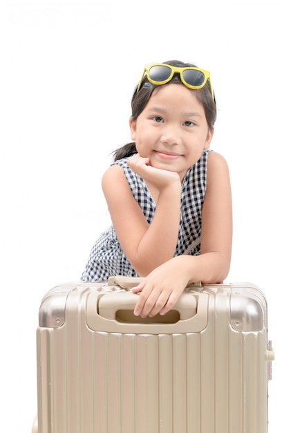 Szczęśliwy Azjatykci Podróżnik Z Bagażem Odizolowywającym