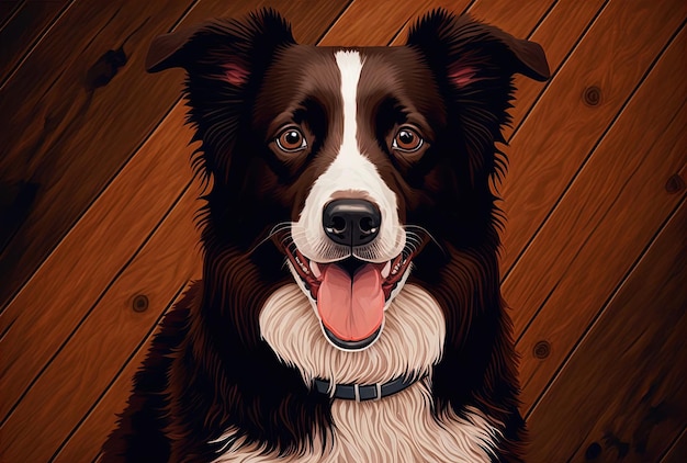 Szczęśliwy brązowy portret psa rasy border collie z parkietem