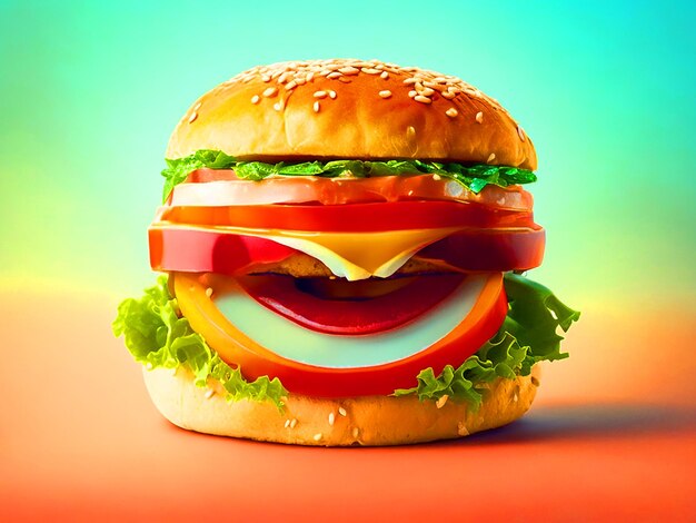 szczęśliwy burger z obrazem bez twarzy