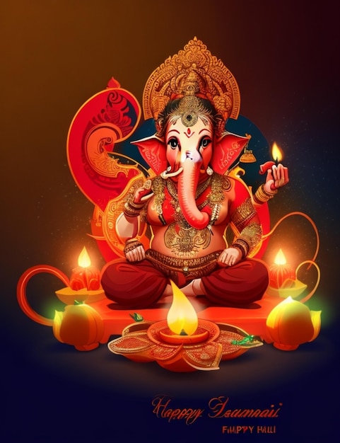 Szczęśliwy Diwali Ganesha obraz