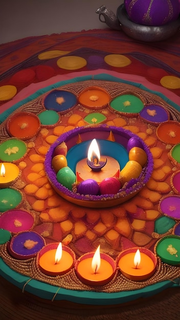 Szczęśliwy Diwali indyjski festiwal tło ze świecami Diwali dzień