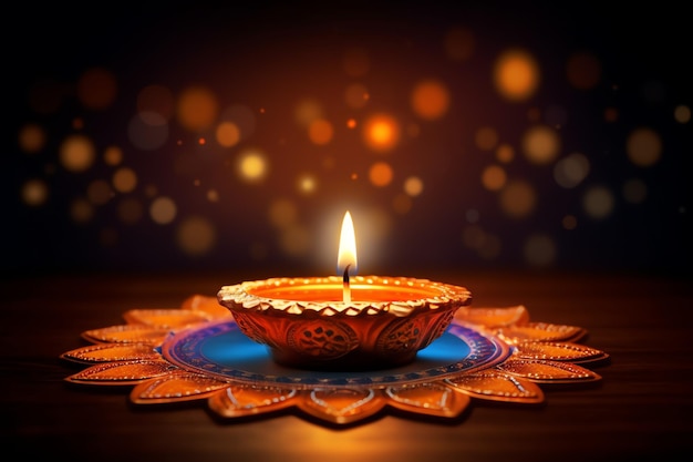 Szczęśliwy Diwali lub Deepavali tradycyjne indyjskie święto z glinianą lampą olejową indyjskie hinduistyczne święto