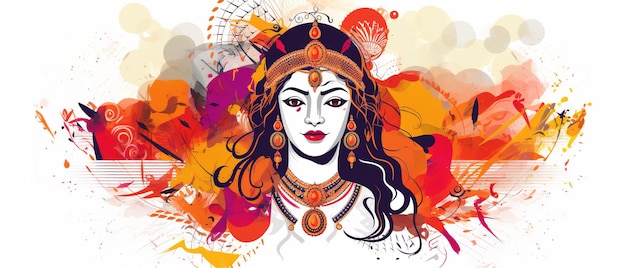 Szczęśliwy Durga puja Durga mata z kolorowym tłem