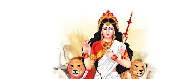 Szczęśliwy Durga puja Durga mata z kolorowym tłem