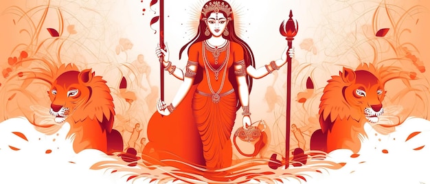 Szczęśliwy Durga puja Durga mata z kolorowym tłem