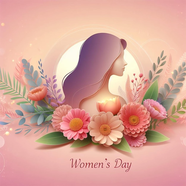 Szczęśliwy Dzień Kobiet Kwiatowa kartka powitalna