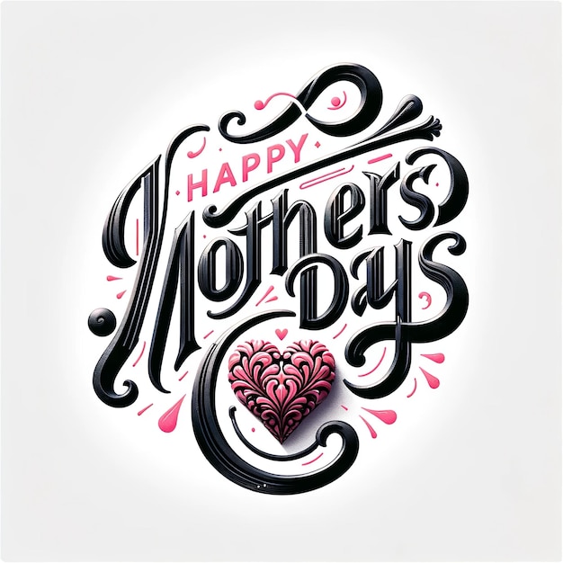 Szczęśliwy Dzień Matki tekst kaligraficzny izolowany na białym tle Generative ai