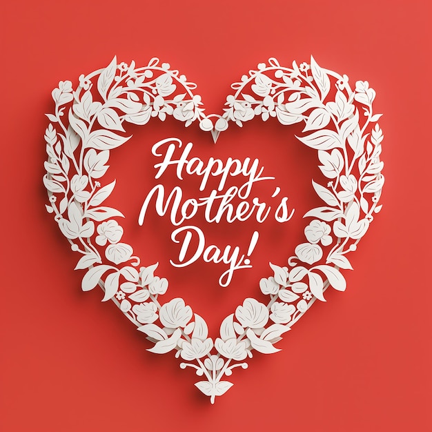 Szczęśliwy Dzień Matki wzór tła w kształcie białego serca na czerwonym tle