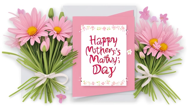 Szczęśliwy Dzień Matki z pięknymi świeżymi wiosennymi kwiatami