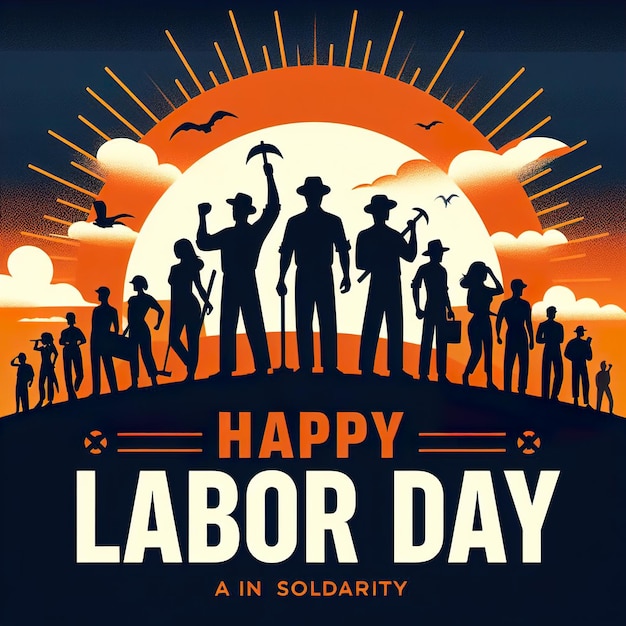Szczęśliwy Dzień Pracy w bardzo kolorowym niebie robotników