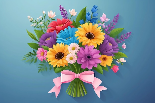 Szczęśliwy Dzień Przyjaźni Kartka z mieszanym bukietem kwiatów