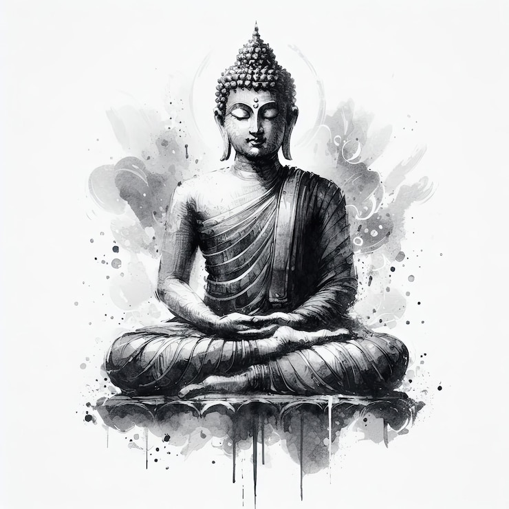 Zdjęcie szczęśliwy dzień vesak buddha purnima życzy pozdrowienia z ilustracją buddy i lotosu