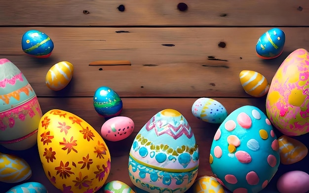 Szczęśliwy dzień Wielkanocny piękne tło z flagą wielkanocną i jajkami wielkanocnymi