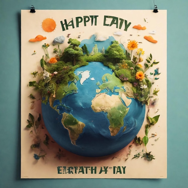 Szczęśliwy Dzień Ziemi Ilustracja ekologiczna wektorowa dla społecznego plakatu, baneru lub karty na temat ratowania planety Zrób codzienny Dzień Ziemi