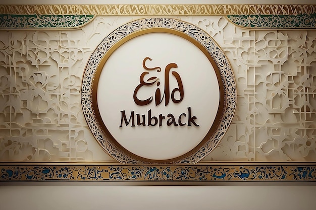 Szczęśliwy Eid Mubarak tekst projekt na odizolowanej pustej ścianie
