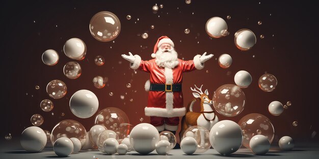 Szczęśliwy festiwal bożonarodzeniowy ze szkła ceramicznego Święty Mikołaj i renifery łączą kilka koncepcji świątecznych