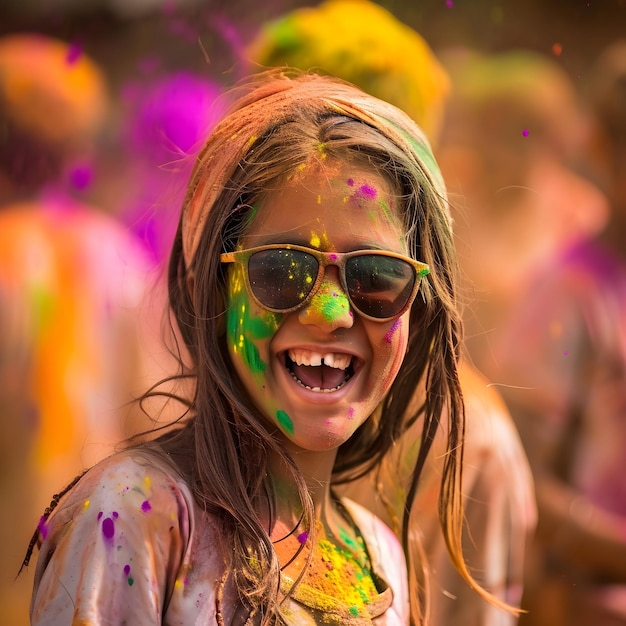 Szczęśliwy festiwal Holi w Indiach z proszkami Holi