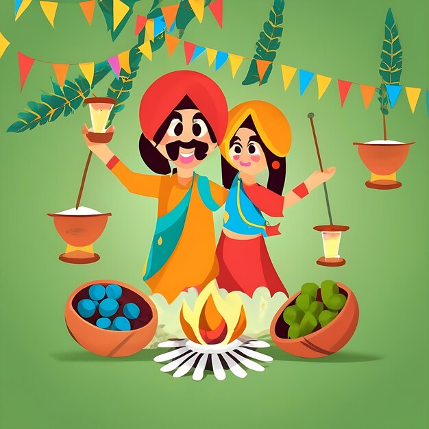 Zdjęcie szczęśliwy festiwal lohri w pendżabie w indiach
