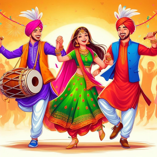 Zdjęcie szczęśliwy festiwal lohri w pendżabie w indiach