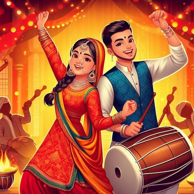 Szczęśliwy festiwal Lohri w Pendżabie w Indiach
