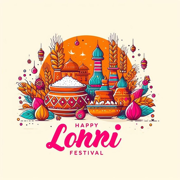 Szczęśliwy festiwal Lohri Zdjęcia tła festiwalu Lohri Ilustracja festiwalu