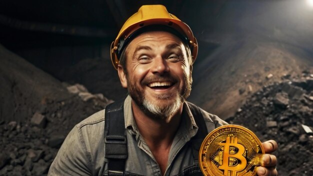 Szczęśliwy górnik węgla i bitcoin